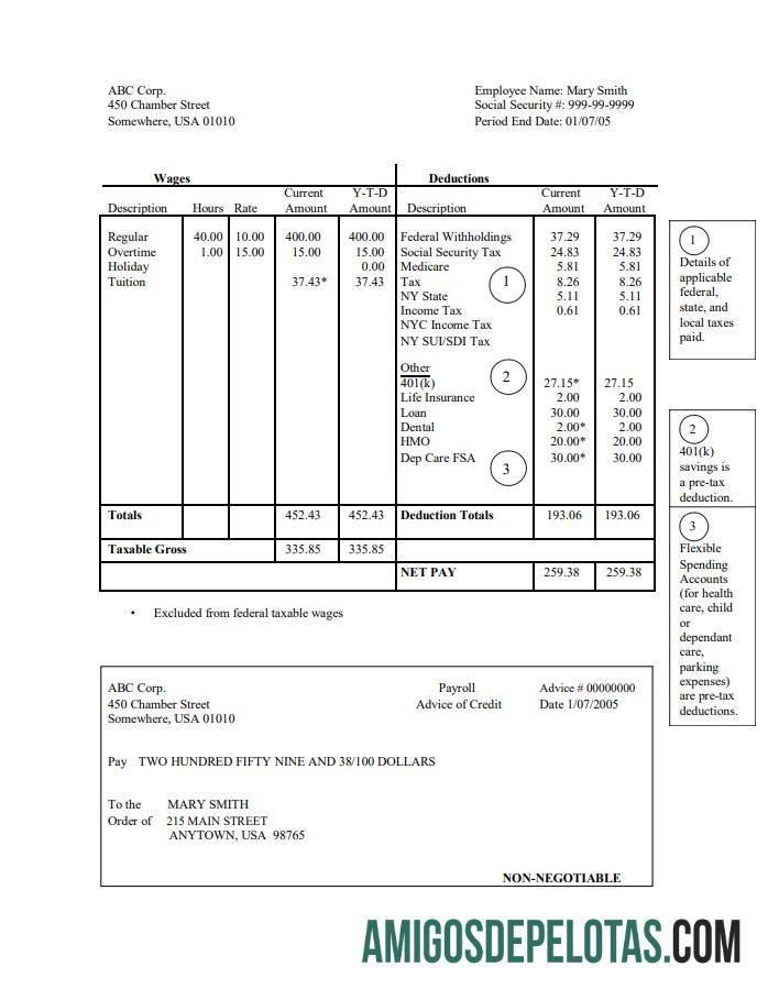 Imprimível Modelo Word e PDF de recibo de pagamento da corporação